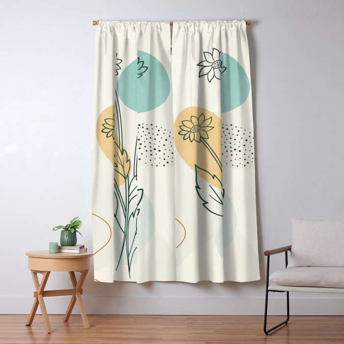 Little Line Flowers Window Curtain Gallery Image 1