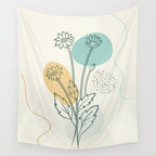 Little Line Flowers Wall Tapestry Gallery Image 4