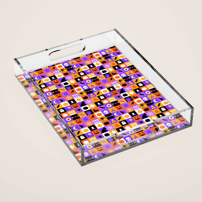 Geometric halloween mosaic pattern Acrylic Tray Gallery Image 1