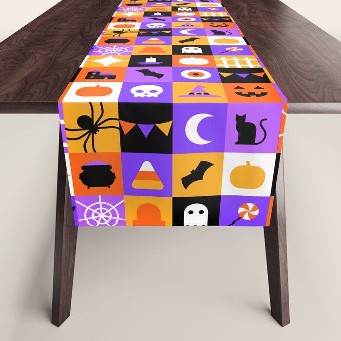 Geometric halloween mosaic pattern Table Runner Gallery Image 1