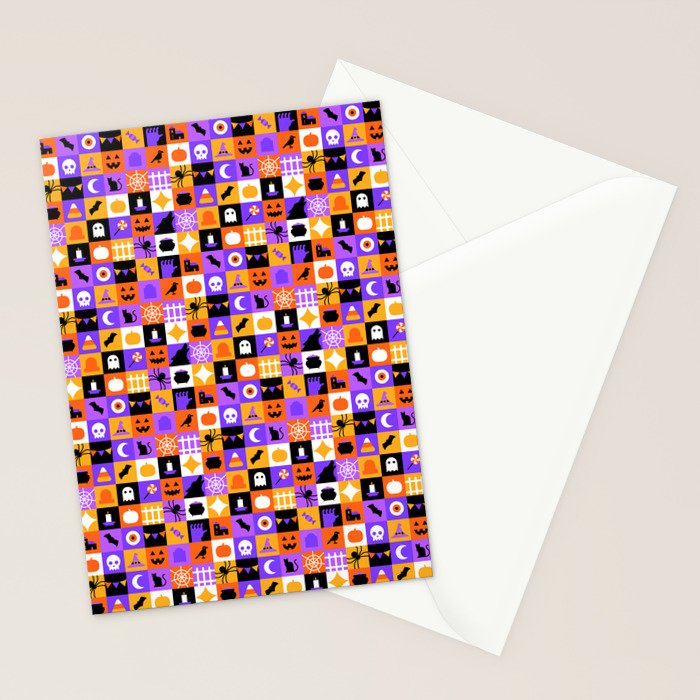 Geometric halloween mosaic pattern Stationery Card Gallery Image 2