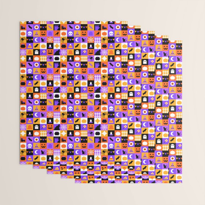 Geometric halloween mosaic pattern Wrapping Paper Gallery Image 3