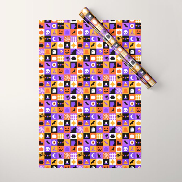 Geometric halloween mosaic pattern Wrapping Paper Gallery Image 1
