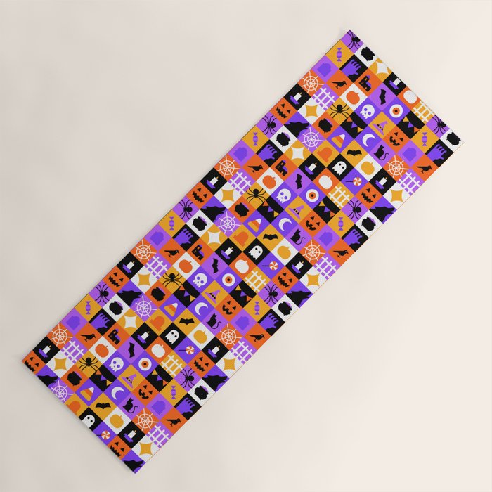Geometric halloween mosaic pattern Yoga Mat Gallery Image 1