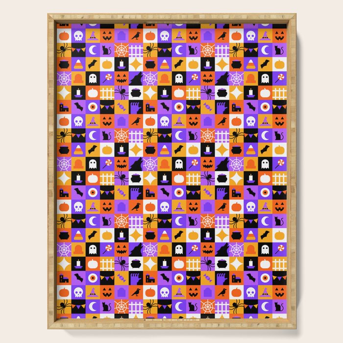 Geometric halloween mosaic pattern Serving Tray Gallery Image 1