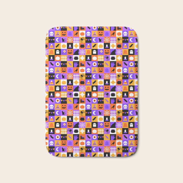 Geometric halloween mosaic pattern Bath Mat Gallery Image 1