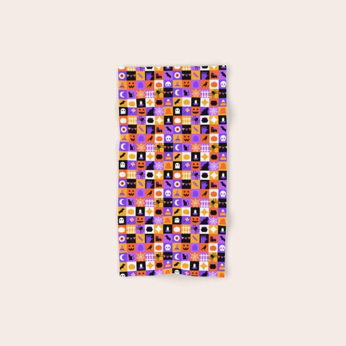 Geometric halloween mosaic pattern Bath Towel Gallery Image 1