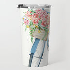Blue Bicycle with Flowers in Basket Travel Mug Gallery Image 3
