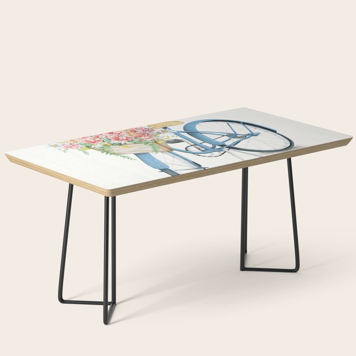 Blue Bicycle with Flowers in Basket Coffee Table Gallery Image 1