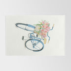 Blue Bicycle with Flowers in Basket Rug Gallery Image 2