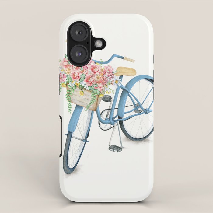 Blue Bicycle with Flowers in Basket iPhone Case Gallery Image 1