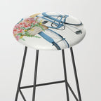Blue Bicycle with Flowers in Basket Stool Gallery Image 2