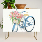 Blue Bicycle with Flowers in Basket Credenza Gallery Image 1