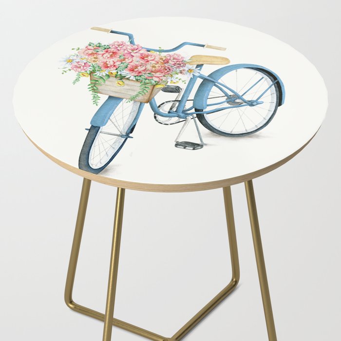 Blue Bicycle with Flowers in Basket Side Table Gallery Image 2