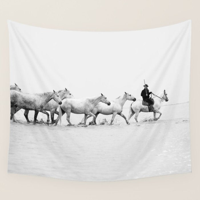 Mon Cowboy - Black and White Photography Wall Tapestry Gallery Image 1