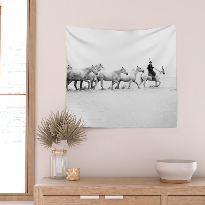 Mon Cowboy - Black and White Photography Wall Tapestry Gallery Image 2