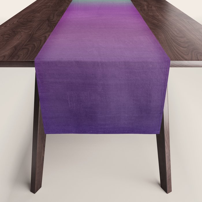 Plum Purple and Green Watercolor Abstract Table Runner Gallery Image 1