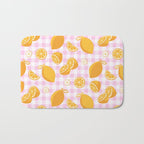 Lemons on Pastel Baby Pink Gingham Bath Mat Gallery Image 1