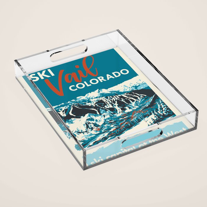 Ski Vail Colorado, vintage poster Acrylic Tray Gallery Image 1