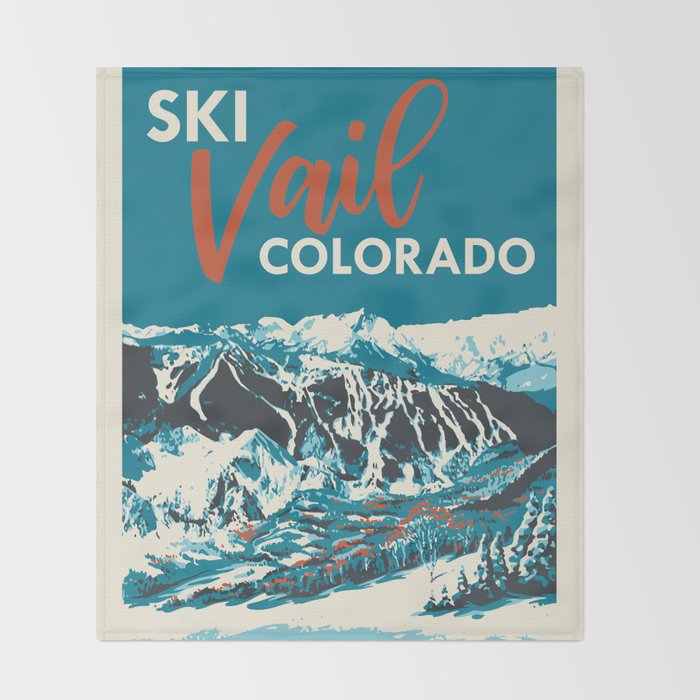 Ski Vail Colorado, vintage poster Throw Blanket Gallery Image 2