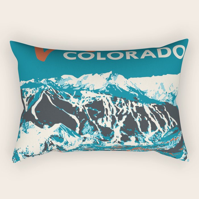 Ski Vail Colorado, vintage poster Rectangular Pillow Gallery Image 2