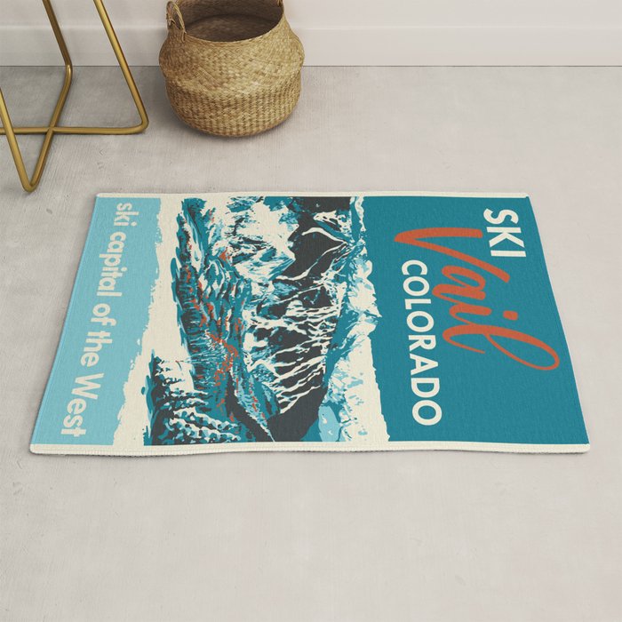 Ski Vail Colorado, vintage poster Rug Gallery Image 1