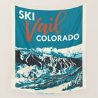 Ski Vail Colorado, vintage poster Wall Tapestry Gallery Image 4