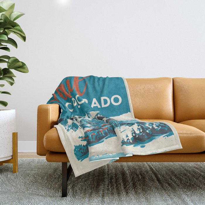 Ski Vail Colorado, vintage poster Throw Blanket Gallery Image 1