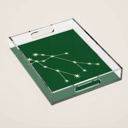 Gemini Zodiac Star Constellation Line Art Green Acrylic Tray Gallery Image 1