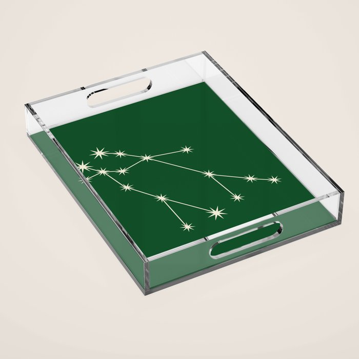 Gemini Zodiac Star Constellation Line Art Green Acrylic Tray Gallery Image 1