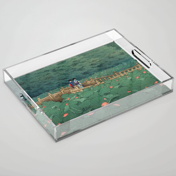 The Pond at Benten Shrine in Shiba Hasui Kawase Acrylic Tray Gallery Image 1