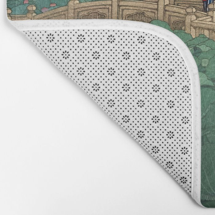The Pond at Benten Shrine in Shiba Hasui Kawase Bath Mat Gallery Image 2