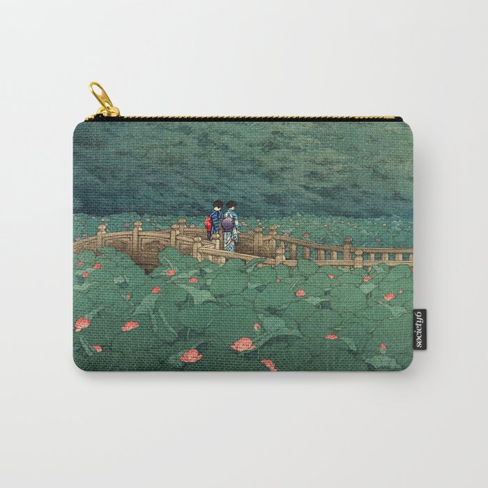 The Pond at Benten Shrine in Shiba Hasui Kawase Carry All Pouch Gallery Image 1