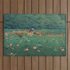 The Pond at Benten Shrine in Shiba Hasui Kawase Outdoor Rug Gallery Image 1