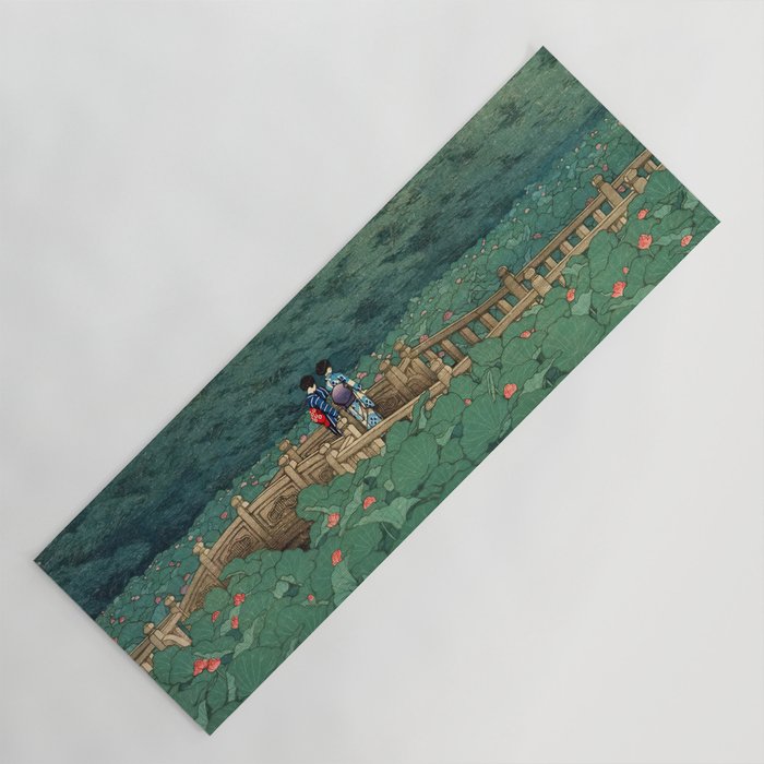 The Pond at Benten Shrine in Shiba Hasui Kawase Yoga Mat Gallery Image 1