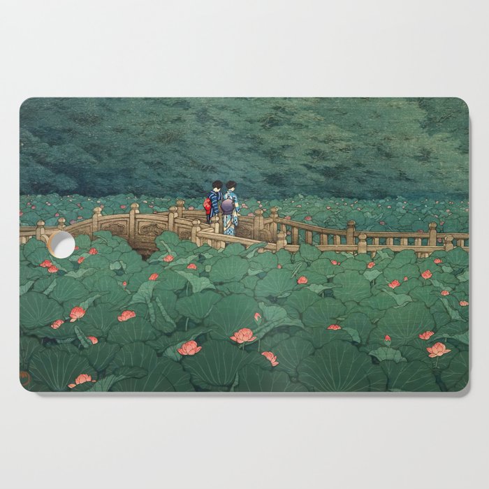 The Pond at Benten Shrine in Shiba Hasui Kawase Cutting Board Gallery Image 1