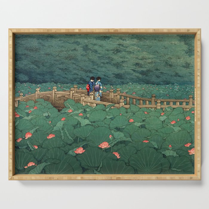 The Pond at Benten Shrine in Shiba Hasui Kawase Serving Tray Gallery Image 1