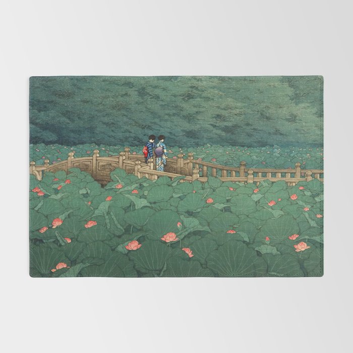 The Pond at Benten Shrine in Shiba Hasui Kawase Rug Gallery Image 2