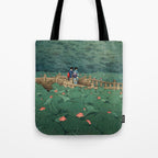 The Pond at Benten Shrine in Shiba Hasui Kawase Tote Bag Gallery Image 1