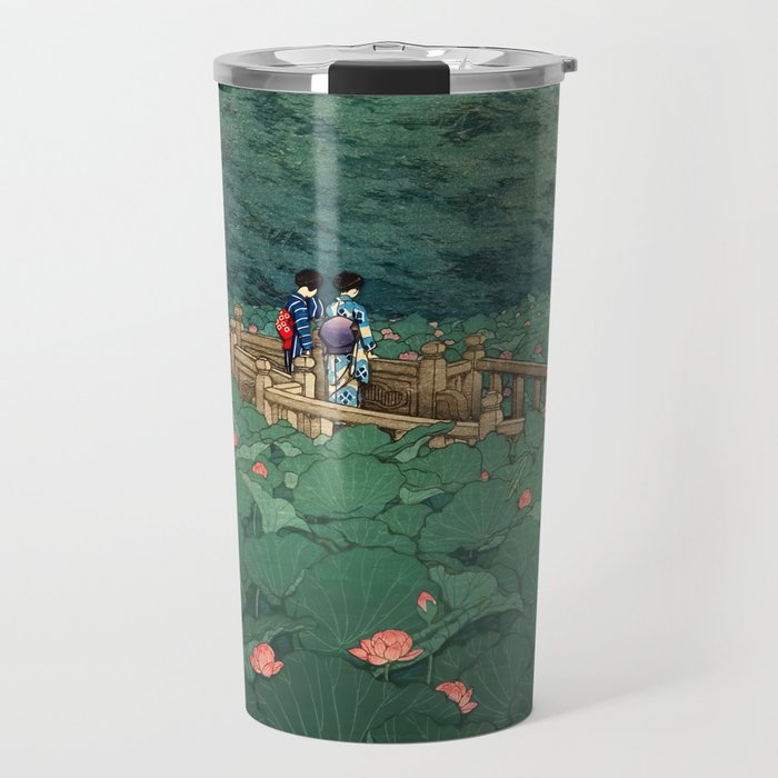 The Pond at Benten Shrine in Shiba Hasui Kawase Travel Mug Gallery Image 1