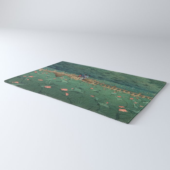 The Pond at Benten Shrine in Shiba Hasui Kawase Rug Gallery Image 3