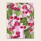 Lush Cherry Orchard Sweet Summer Fruits On Pink Stripes Notebook Gallery Image 4