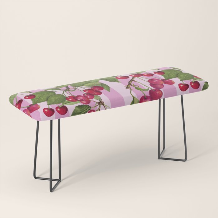 Lush Cherry Orchard Sweet Summer Fruits On Pink Stripes Bench Gallery Image 1