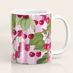 Lush Cherry Orchard Sweet Summer Fruits On Pink Stripes Coffee Mug Gallery Image 1