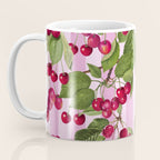 Lush Cherry Orchard Sweet Summer Fruits On Pink Stripes Coffee Mug Gallery Image 3