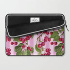 Lush Cherry Orchard Sweet Summer Fruits On Pink Stripes Laptop Sleeve Gallery Image 2