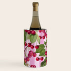 Lush Cherry Orchard Sweet Summer Fruits On Pink Stripes Wine Chiller Gallery Image 3
