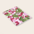 Lush Cherry Orchard Sweet Summer Fruits On Pink Stripes Notebook Gallery Image 3
