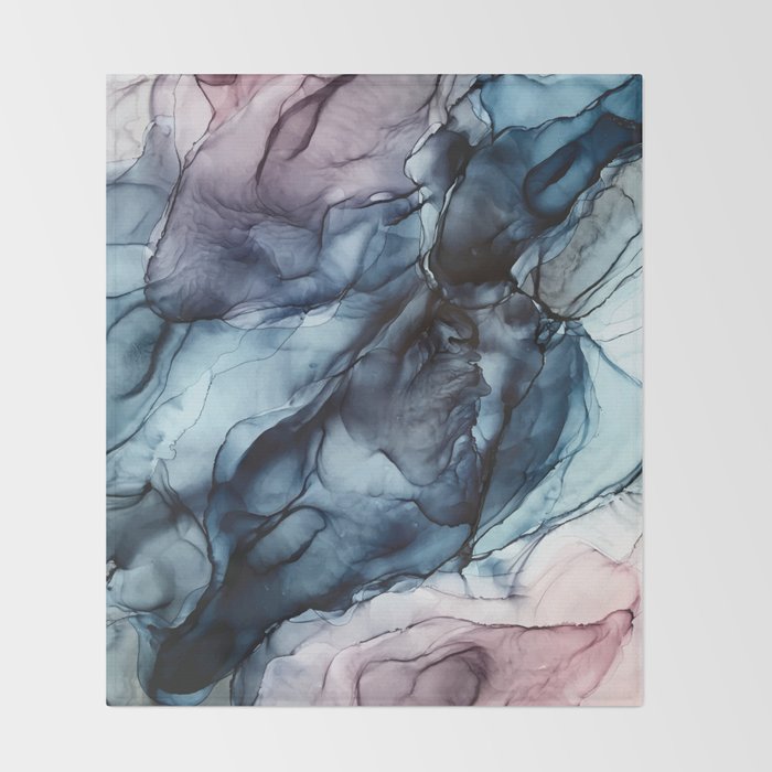 Blush and Darkness Abstract Paintings Throw Blanket Gallery Image 2