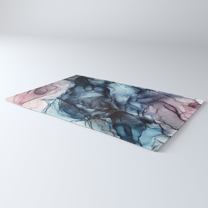 Blush and Darkness Abstract Paintings Rug Gallery Image 3